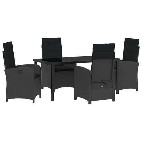 Комплект за хранене в градината 5 pcs Черно полиратан
