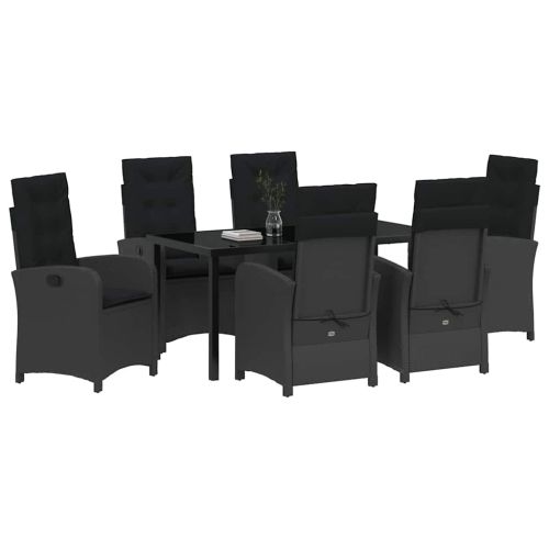 Комплект за хранене в градината 7 pcs Черно полиратан
