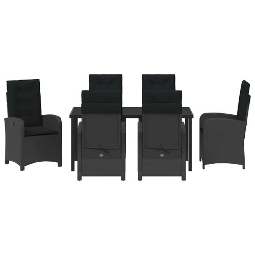 Комплект за хранене в градината 7 pcs Черно полиратан