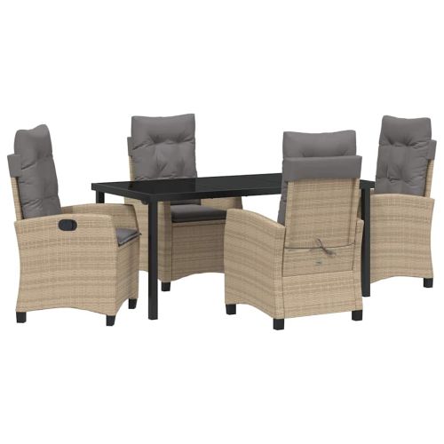 Комплект за хранене в градината 5 pcs Бежово полиратан