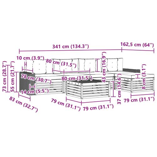 Комплект дивани за открито 6 pcs Натурален и Бежов