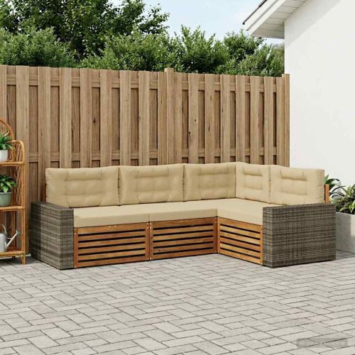 Комплект дивани за открито 4 pcs Натурален и Бежов