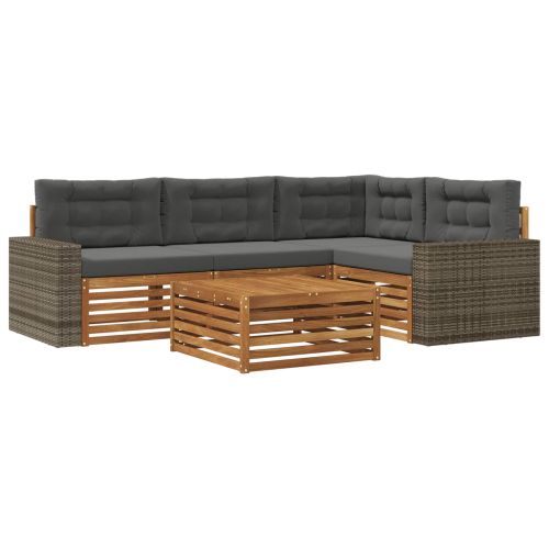 Комплект дивани за открито 5 pcs Натурален и Антрацит