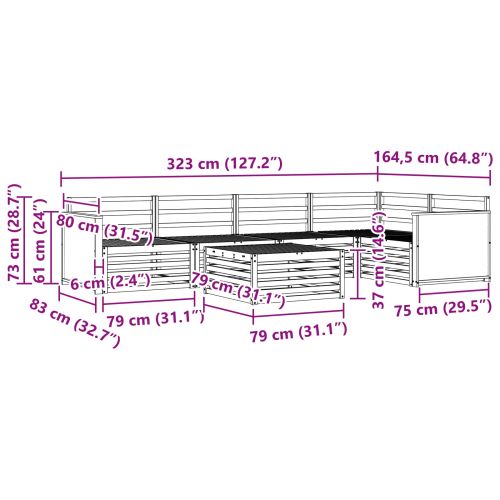 Комплект дивани за открито 6 pcs Натурално 79 x 79 x 37 см