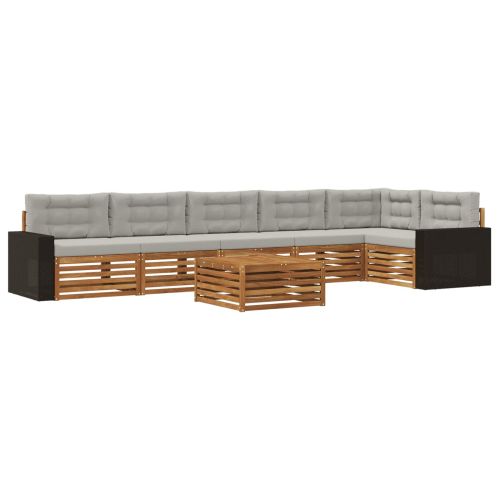 Комплект дивани за открито 7 pcs Натурално и светлосиво