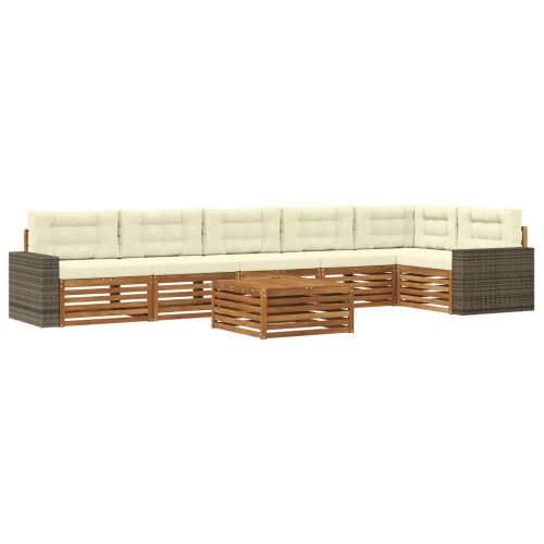 Комплект дивани за открито 7 pcs Натурален и Крема