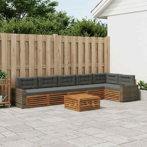 Комплект дивани за открито 7 pcs Натурален и Антрацит