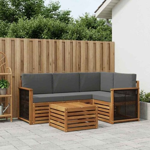 Комплект дивани за открито 5 pcs Натурален и Антрацит