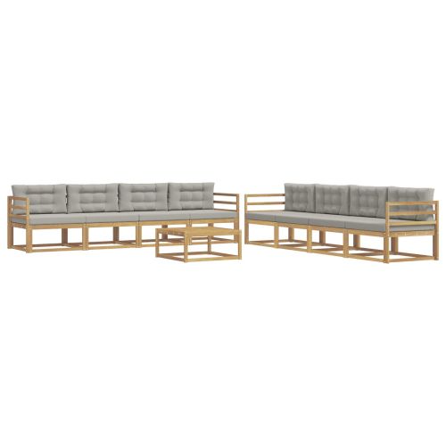 Комплект дивани за открито 9 pcs Бяло и светлосиво