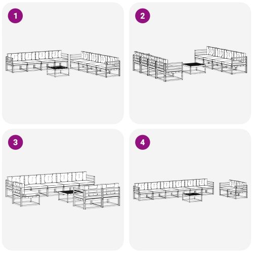 Комплект дивани за открито 9 pcs Бяло и светлосиво
