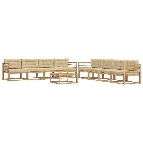 Комплект дивани за открито 9 pcs Бяло и Бежово 79 x 79 x 37 см