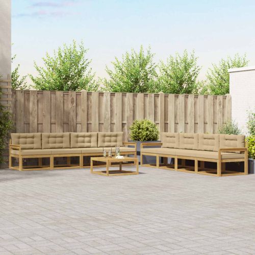 Комплект дивани за открито 9 pcs Бяло и Бежово 79 x 79 x 37 см