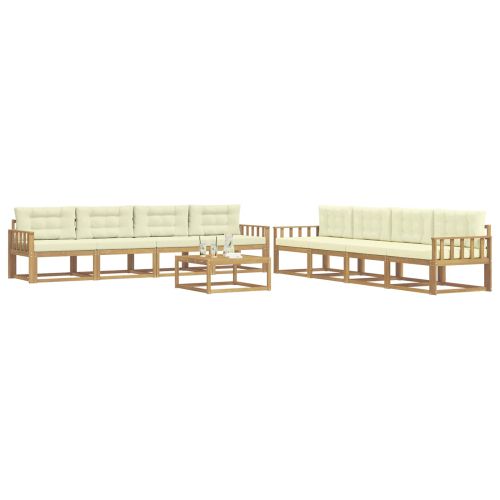 Комплект дивани за открито 9 pcs Бяло и кремаво 79 x 79 x 37 см