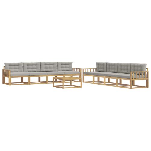 Комплект дивани за открито 9 pcs Бяло и светлосиво