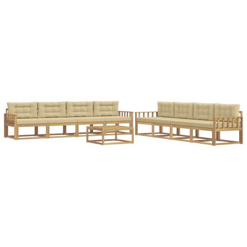 Комплект дивани за открито 9 pcs Бяло и Бежово 79 x 79 x 37 см