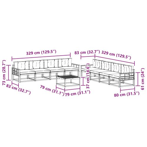Комплект дивани за открито 9 pcs Бяло и Бежово 79 x 79 x 37 см