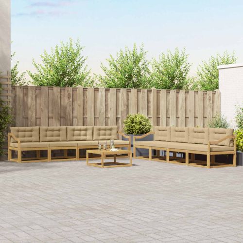 Комплект дивани за открито 9 pcs Бяло и Бежово 79 x 79 x 37 см