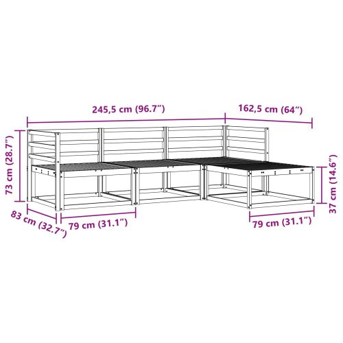 Комплект дивани за открито 4 pcs Бяло 245,5 x 162,5 x 73 см