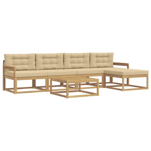 Комплект дивани за открито 6 pcs Бяло и Бежово 79 x 79 x 37 см