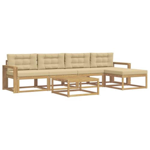 Комплект дивани за открито 6 pcs Бяло и Бежово 79 x 79 x 37 см