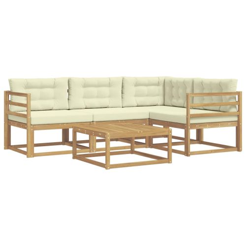 Комплект дивани за открито 5 pcs Бяло и кремаво 79 x 79 x 37 см