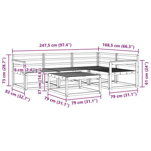 Комплект дивани за открито 5 pcs Бяло 79 x 79 x 37 см
