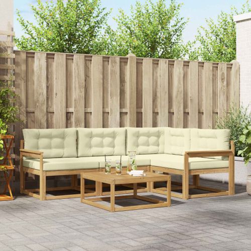 Комплект дивани за открито 5 pcs Бяло и кремаво 79 x 79 x 37 см