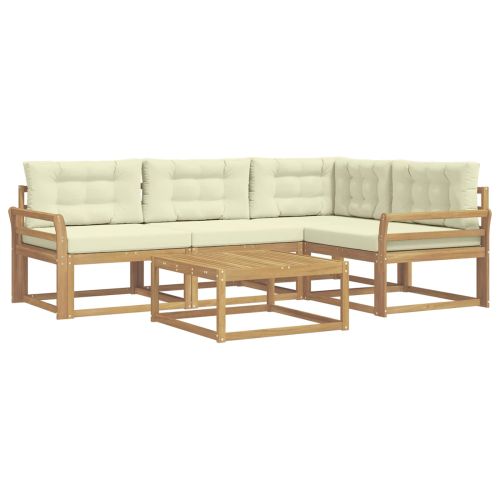 Комплект дивани за открито 5 pcs Бяло и кремаво 79 x 79 x 37 см