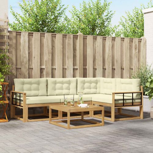 Комплект дивани за открито 5 pcs Бяло и кремаво 79 x 79 x 37 см