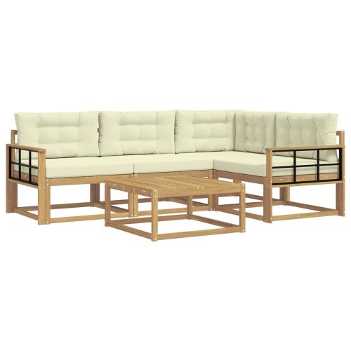 Комплект дивани за открито 5 pcs Бяло и кремаво 79 x 79 x 37 см