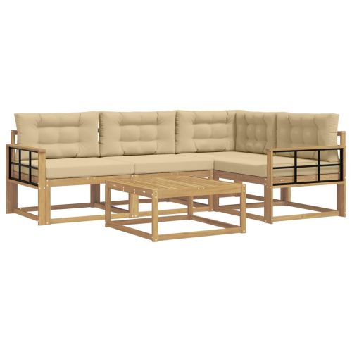 Комплект дивани за открито 5 pcs Бяло и Бежово 79 x 79 x 37 см