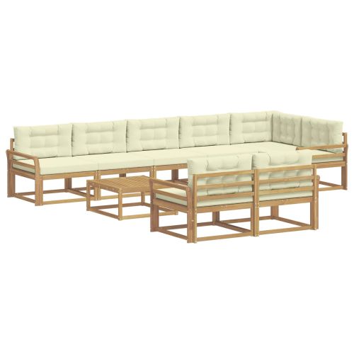 Комплект дивани за открито 9 pcs Бяло и кремаво 79 x 79 x 37 см