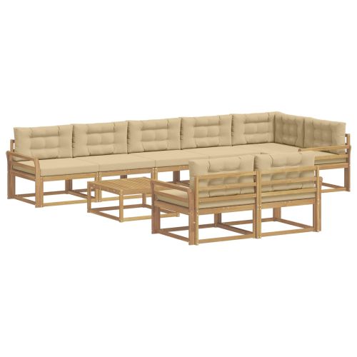 Комплект дивани за открито 9 pcs Бяло и Бежово 79 x 79 x 37 см