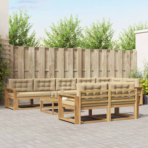 Комплект дивани за открито 9 pcs Бяло и Бежово 79 x 79 x 37 см