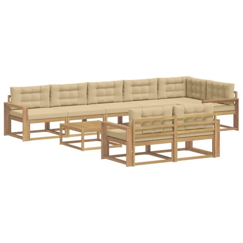 Комплект дивани за открито 9 pcs Бяло и Бежово 79 x 79 x 37 см