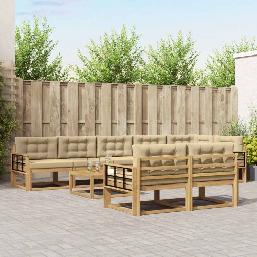 Комплект дивани за открито 9 pcs Бяло и Бежово 79 x 79 x 37 см