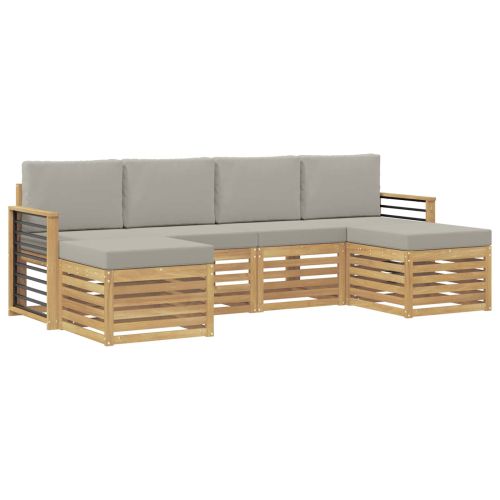 Комплекти дивани 6 pcs Бяло и светлосиво 249 x 122,5 x 73 см