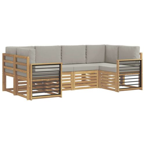 Комплект секционен диван 6 pcs Бяло и светлосиво