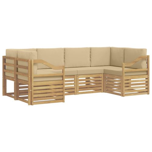 Комплект секционен диван 6 pcs Бяло и Бежово