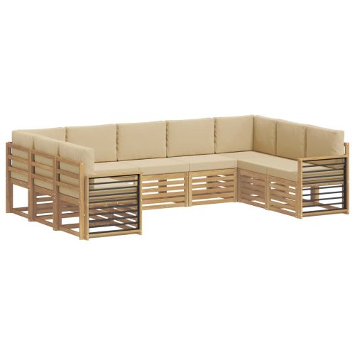 Комплект дивани за открито 9 pcs Бяло и Бежово