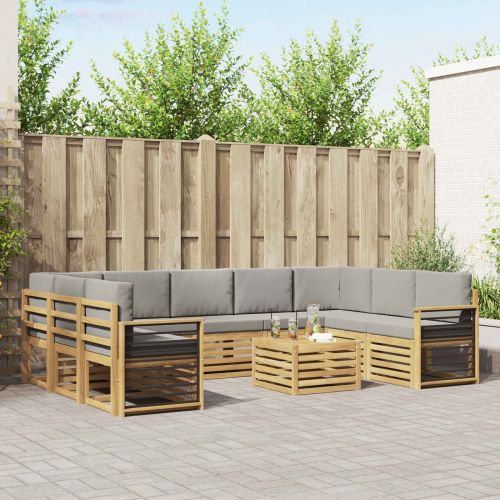 Комплекти дивани 10 pcs Бяло и светлосиво 59 x 59 x 37 см