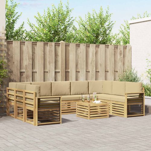 Комплекти дивани 10 pcs Бяло и Бежово 59 x 59 x 37 см Полиестер