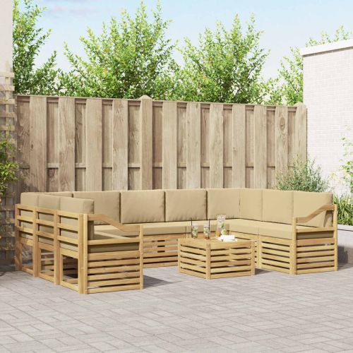 Комплекти дивани 10 pcs Бяло и Бежово 59 x 59 x 37 см Полиестер
