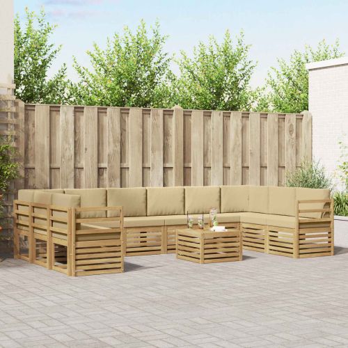 Комплект дивани за открито 11 pcs Бяло и Бежово 59 x 59 x 37 см