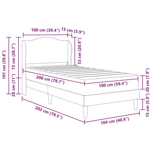 Рамка за легло с таблото Бяло 100 x 200 cm Изкуствена