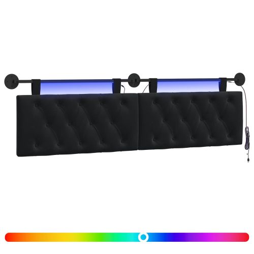 Табла за легло висяща С LED осветление Черно Кадифе