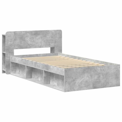 Леглово рамо с хранилище с таблото Бетонно сиво 90 x 200 cm