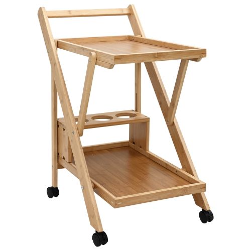 Кухненска количка с колела Светло кафяво 65 x 40,5 x 76,5 см