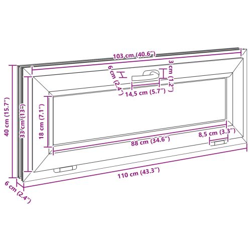 Прозорец за мазе RISOR 110 x 40 cm PVC и стъкло Антрацит