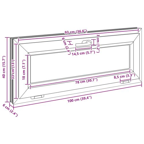 Прозорец за мазе RISOR 100 x 40 cm PVC и стъкло Антрацит